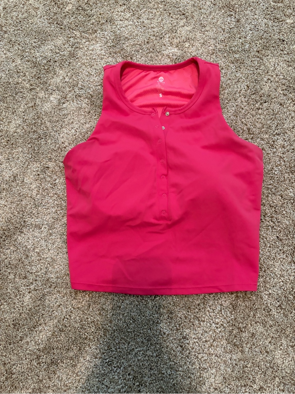 Senita Athletics Pink Sleeveless Henley Tank Top w/ bra pads